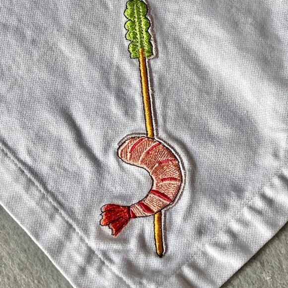 Crate & Barrel Tidbits Cocktail Napkins Embroidered Set Of 3 Cotton 10"x9.5” - Picture 3 of 6